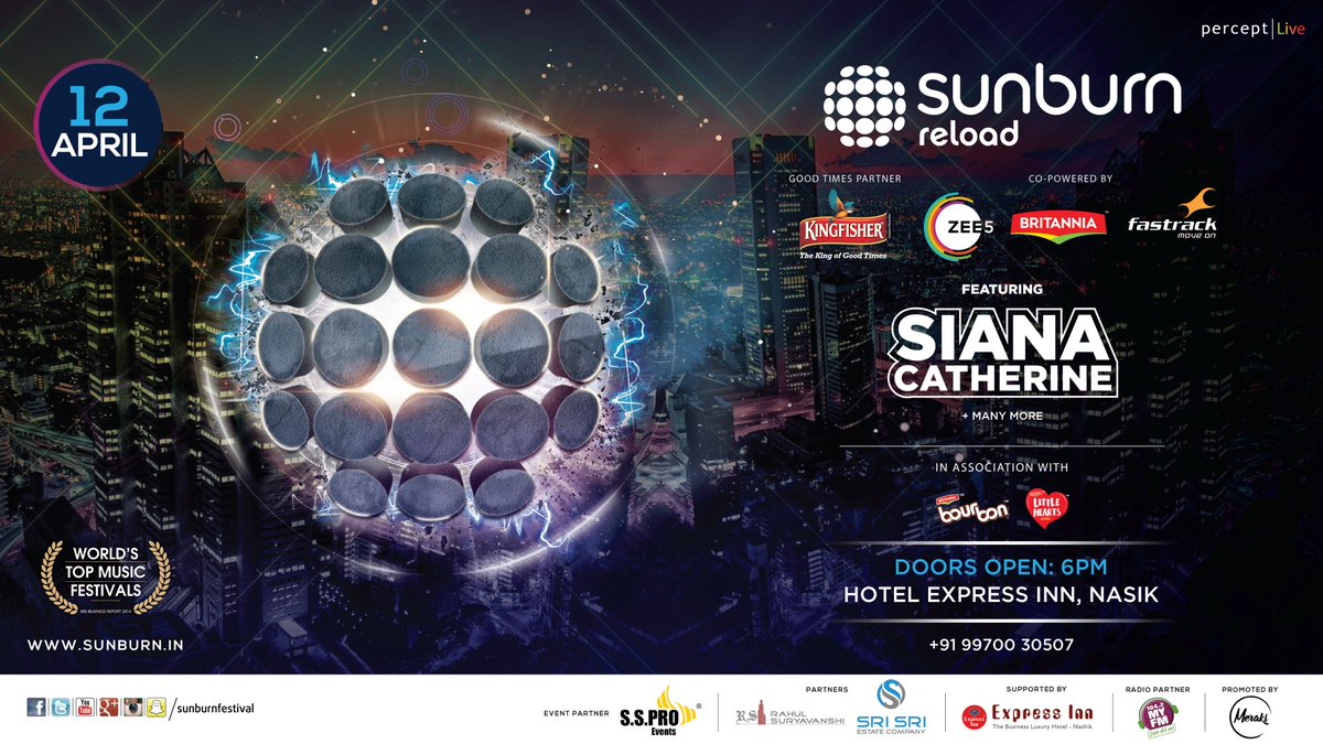 SunburnFestival's tweet photo. #Nashik - #SunburnReload with @Djsiana on 12 April at 'Hotel Express Inn' : https://t.co/EdJcNHmIe4 - For tickets & info: +91 99700 30507 https://t.co/37hOUtb1M0