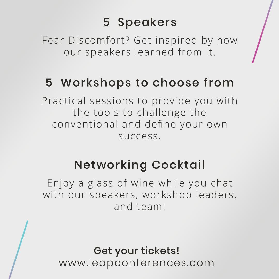 Today, Discomfort tickets go live! 
What can you expect from our conference? All the details in our web: leapconferences.com