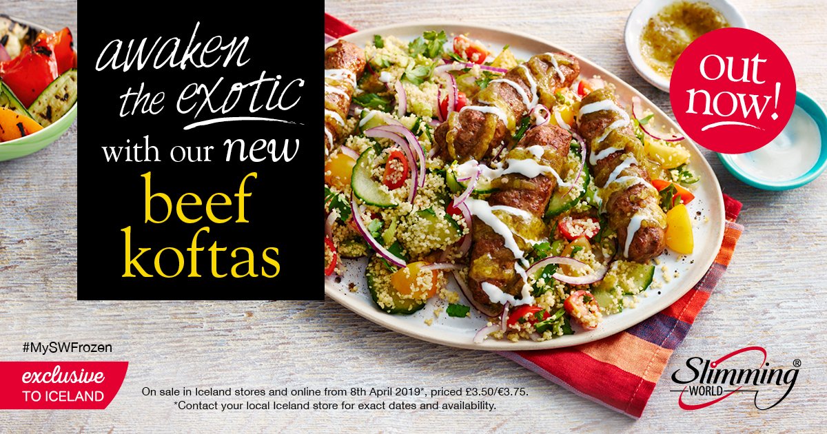 SlimmingWorld's tweet photo. Change is in the air – and not just because it’s spring! 💐 Joining our #MySWFrozen range @IcelandFoods this week are three new pasta bakes, a saucy tower burger, and some tasty beef koftas – find them in-store from today! #SlimmingWorld https://t.co/iJwuIaNHGv