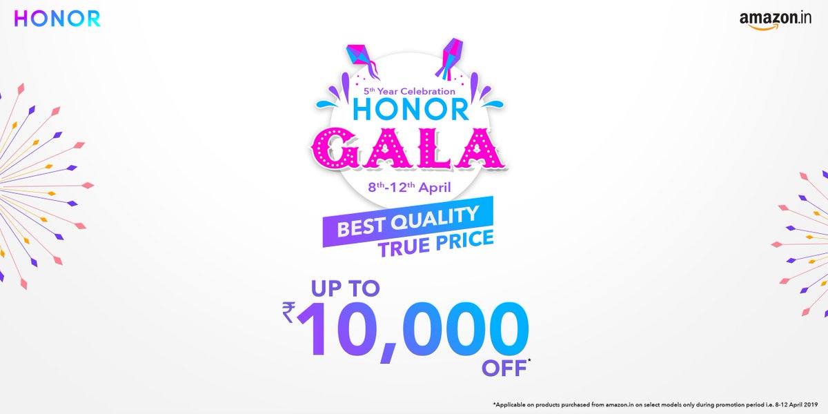 HiHonorIndia's tweet photo. Celebrating 5 years of ‘Best Quality, True Price’ with #HONORGala. Sale Live on @amazonIN now - https://t.co/GhpLBlWJRO! Hurry! https://t.co/qZjv9mlpE8