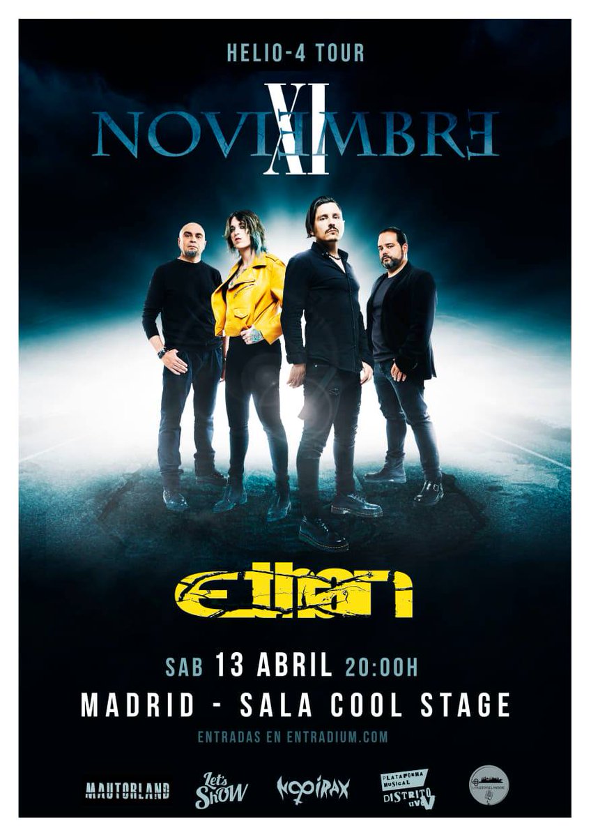 #FelizLunes 🔥 Concierto recomendado para este sábado: <a href="/Noviembre_XI/">Noviembre XI</a> ➕ <a href="/EthanBand/">Ethan</a> en la Sala Cool Stage 🔜 #NoTeLoPierdas

@Letshowes <a href="/nooirax/">Nooirax Producciones</a> <a href="/entradium/">entradium</a> #Pop #Rock #Metal #Progresivo #Madrid #HappyMonday