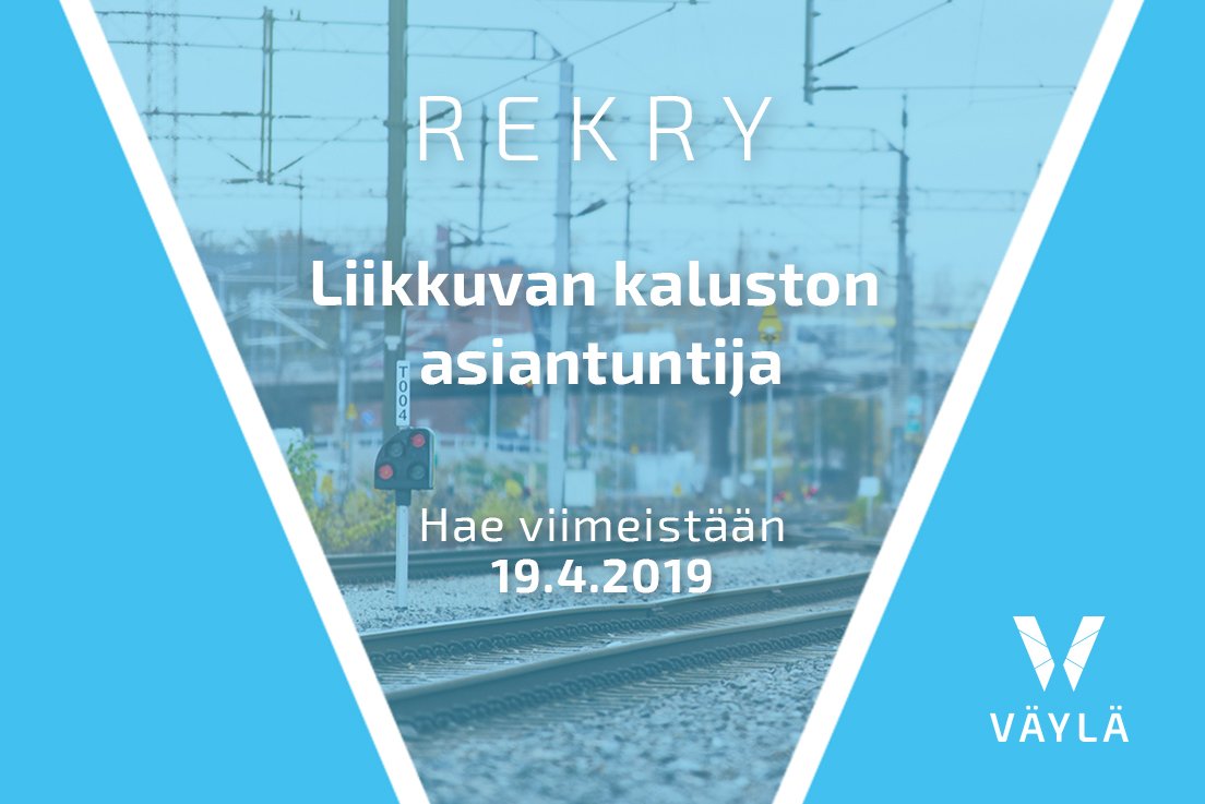 vaylafi's tweet photo. Ura oikeille raiteille! Etsimme nyt liikkuvan kaluston asiantuntijaa. Vakituinen virka. Lisätietoa ja hakuohjeet: https://t.co/FL6jHBJoqm #junaliikenne #rata #infra #rekry @valtiollefi https://t.co/BdlRNjxVqM