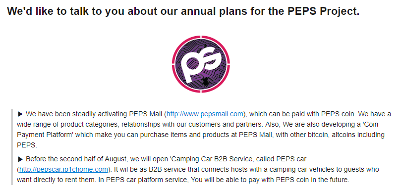 pepsproject's tweet photo. We'd like to talk to you about our annual plans for the PEPS Project.
We are always committed to activating PEPS coin ecosystems.....
#pepscoin #pepsproject #Blockchain #cryptocurrency #shoppingmall #campingcar #exchange #b2b https://t.co/yFywQwYNYK