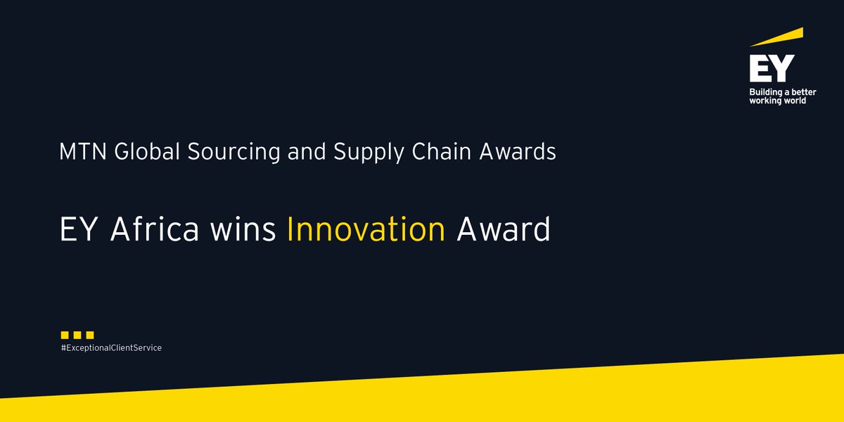 EY_Africa's tweet photo. EY is honoured to be recognised for Commercial Excellence and Innovation at the MTN Global Sourcing and Supply Chain awards! #ExceptionalClientService @kapur_abhishek @EY_Press @EYnews https://t.co/iOfB1NvjWn