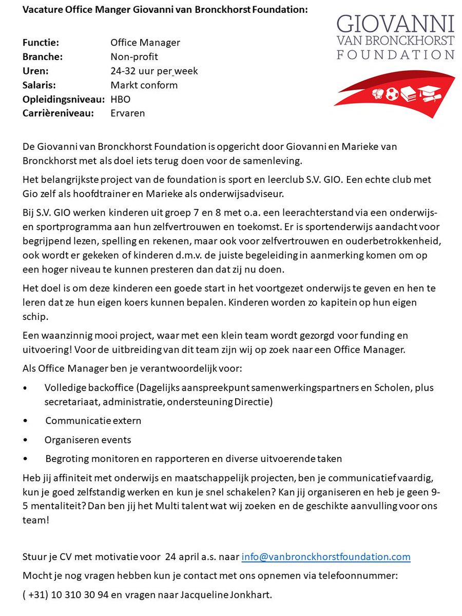 GvBFoundation's tweet photo. ‼️ Wij zijn op zoek naar een nieuwe collega. Ben jij of ken jij iemand waarbij onderstaande vacature naadloos aansluit? Laat het ons weten. ‼️ https://t.co/bT5RdjInFh