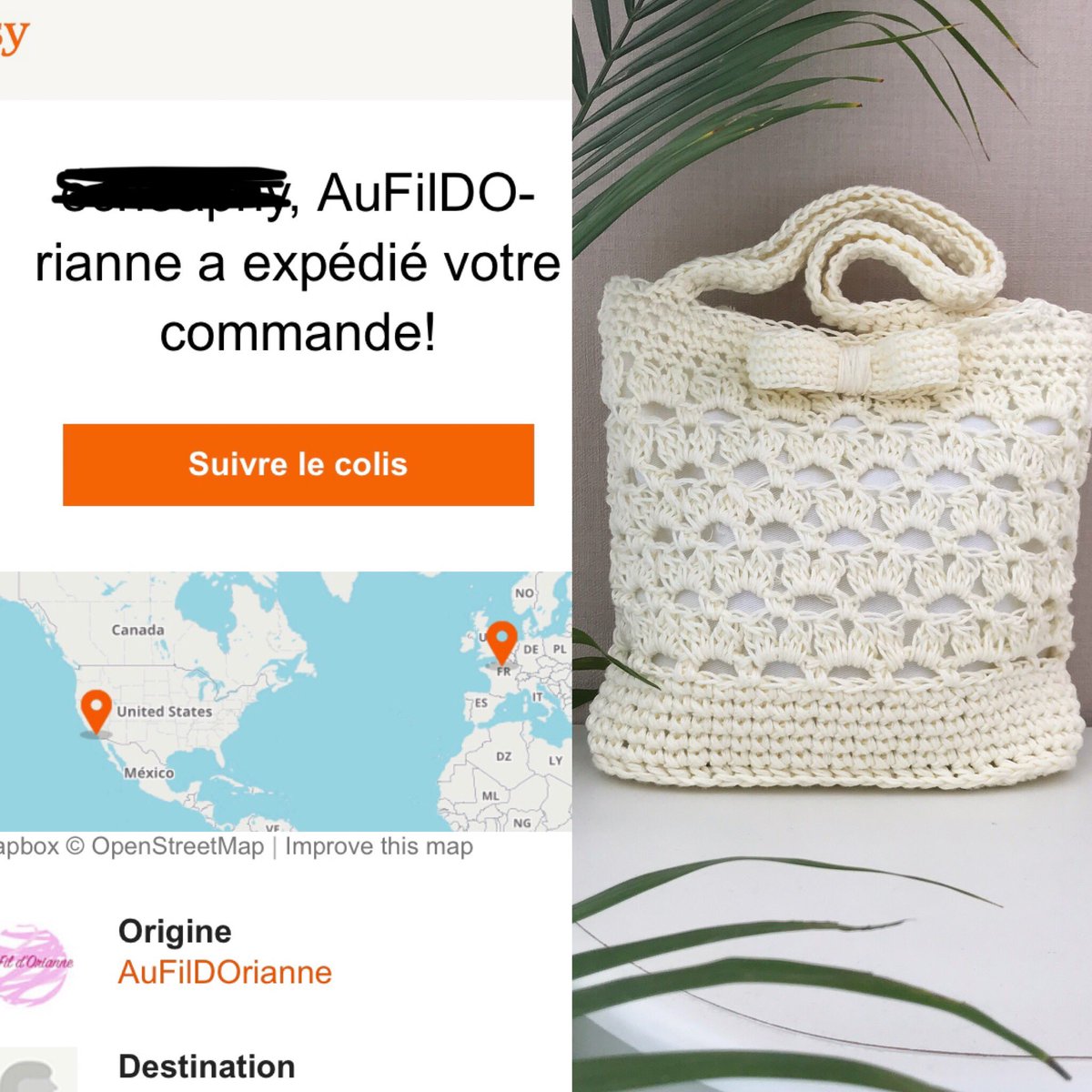 AuFilDOrianne's tweet photo. Première vente pour les États Unis 🇺🇸 #Etsy #sac #usa #madeInFrance https://t.co/N1kYd46H3s