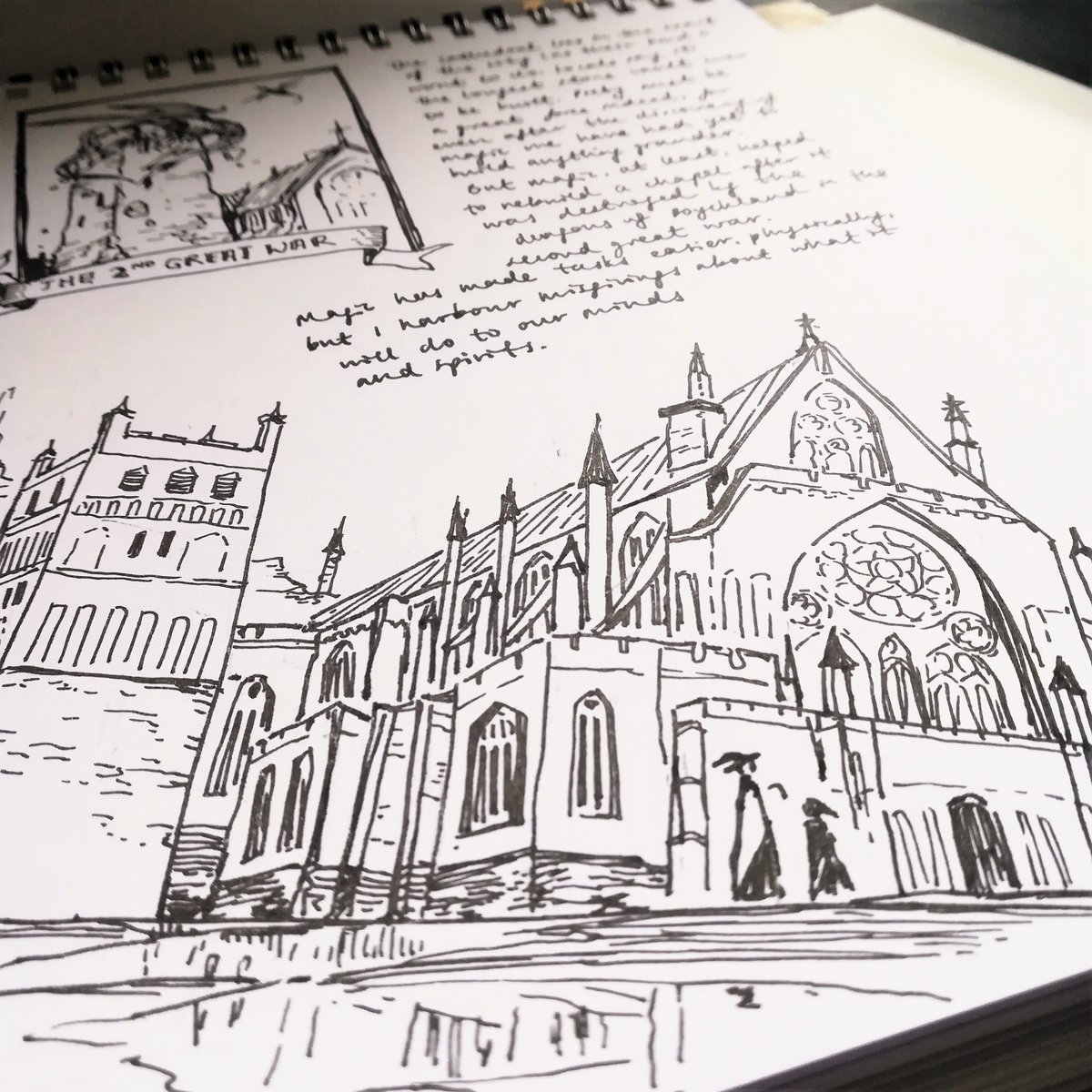I thought I'd take a break from drawing during my trip but nope xD Ran to nearest art supply store on the first day.
So, here are some sketches of places real and fictional.