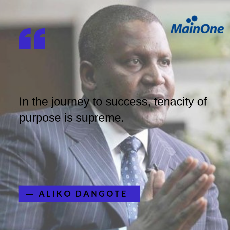 Mainoneservice's tweet photo. "In the journey to success, tenacity of purpose is supreme"
-Aliko Dangote
#MainQuotes
#MondayMotivation
#MondayMorning
#MondayThoughts https://t.co/vqFxhtpCP9