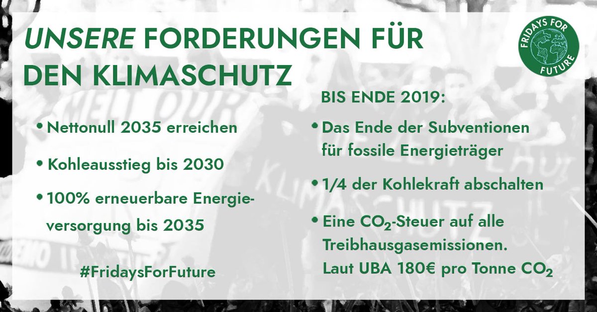 Klimaschutz braucht konkrete Maßnahmen! Hier unsere sechs Forderungen an die Politik:
fridaysforfuture.de/Forderungen

#FFFfordert #actnow #wespoke