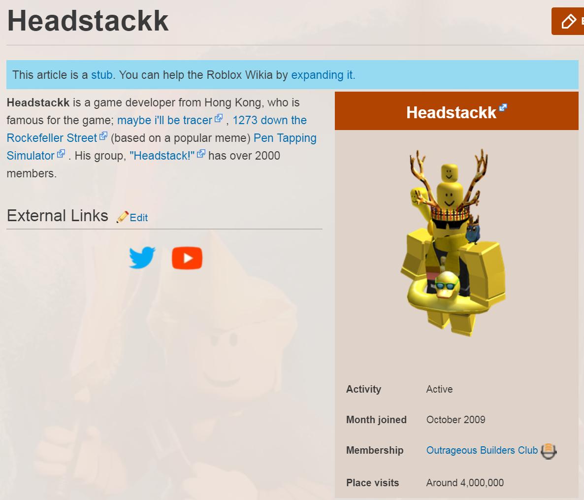 Headstackk On Twitter Someone Made Me A Wiki Just Finished Editing It D Https T Co Rxhzczd083 - roblox wiki hk