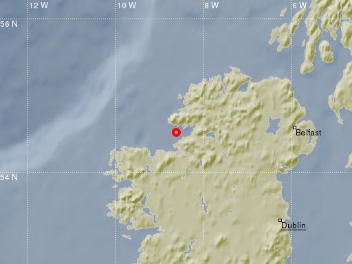 Magnitude 2.4 earthquake occurred on the 7th April 2019 at 23:58:19 (local time) in Donegal Bay. Confirmed by Irish National Seismic Network run by @dias_geophysics, supported by Geological Survey Ireland @Dept_CCAE. insn.ie/2019-04-07-m2-…