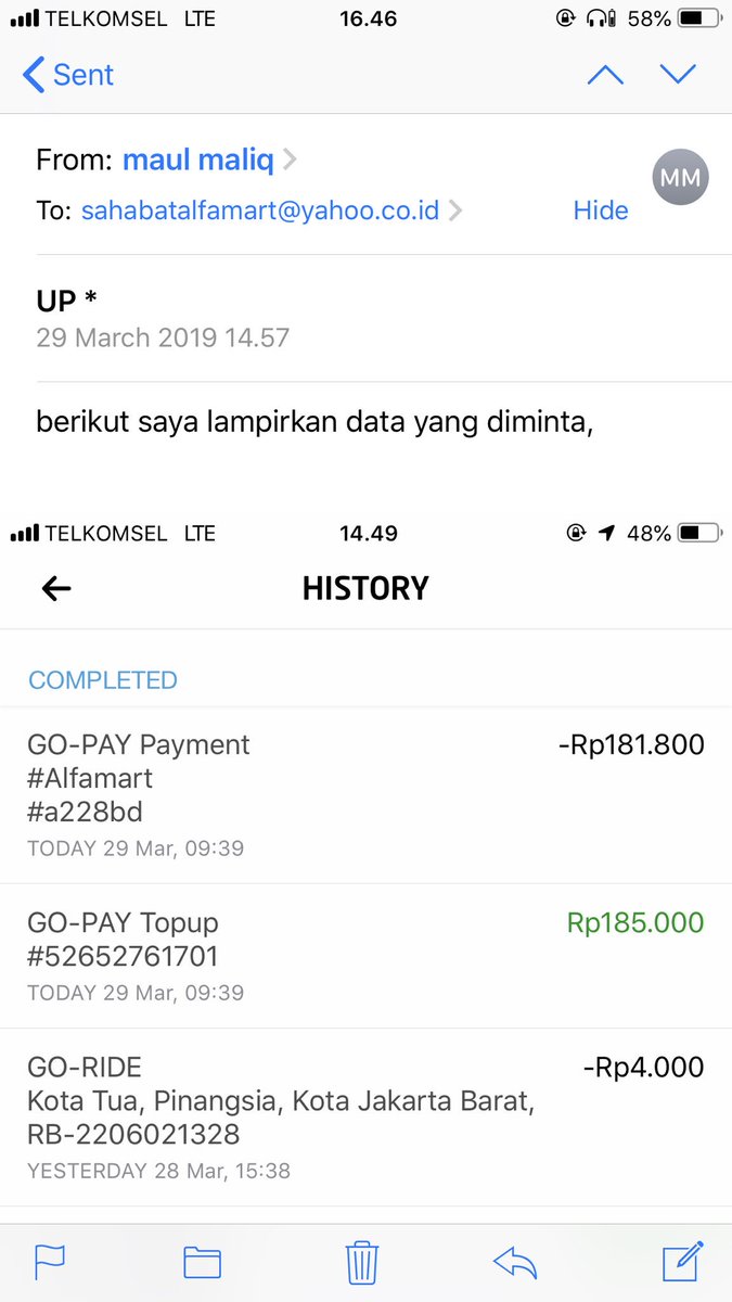 d_maul's tweet photo. sampai saat ini proses refund saldo gopay saya belum masuk, mohon infonya @sahabatalfamart  sudah 1 minggu lebih loh ini,, https://t.co/sU8jMHTvzp
