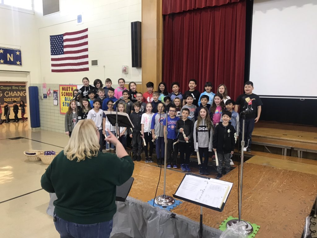 D84North's tweet photo. Happening Now: Concert practice with @TPausa1 for the big night tomorrow. Don’t miss, CHOOSE KINDNESS, a musical masterpiece by the 3rd-5th grade Dolphins tomorrow night at 7 at North! #choosekindness #dolphinssing #d84ontrack https://t.co/IgX2EsJ9GN