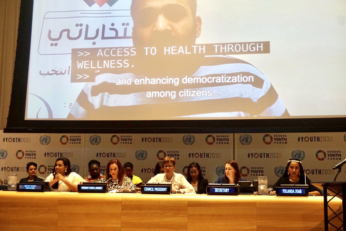 UNYouthAffairs's tweet photo. Honored to sit on an all-women panel this morning along with @UNECOSOC, @UN_PGA, and youth activist Yolanda Joab! ❤️
Follow #Youth2030 for updates on ECOSOC Youth Forum 2019! 👀 https://t.co/ycW7howODl