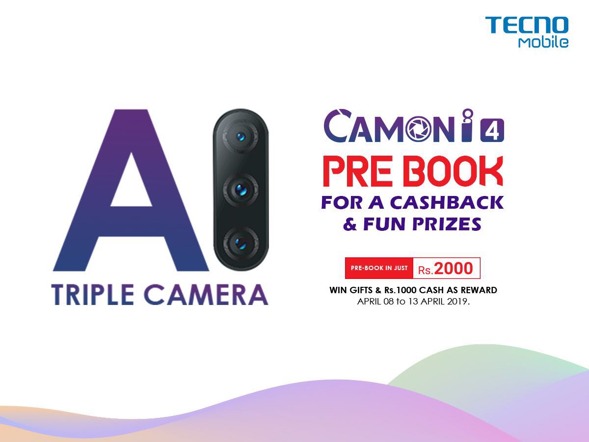 TecnoMobilePK's tweet photo. Pre-book CAMONi4 in-store for Rs.2000 and avail a Rs.1000 cashback along with fun prizes after delivery! #CaptureMoreBeauty #CAMONi4 #PrebookInStore #TecnoMobilePakistan #FunPrizes #Cashback #Free #Offer https://t.co/lW6m4GrG2n