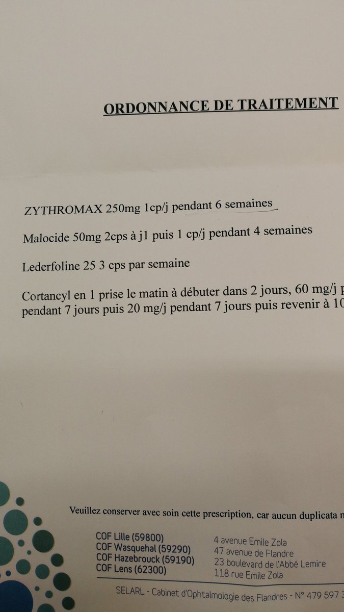 Quent1Q84's tweet image. @TeamPharmaBot traitement pour une Toxoplasmose ophtalmique, sous Cellcept pour transplantation hépatique
la cortisone me gène. Vous délivrez?