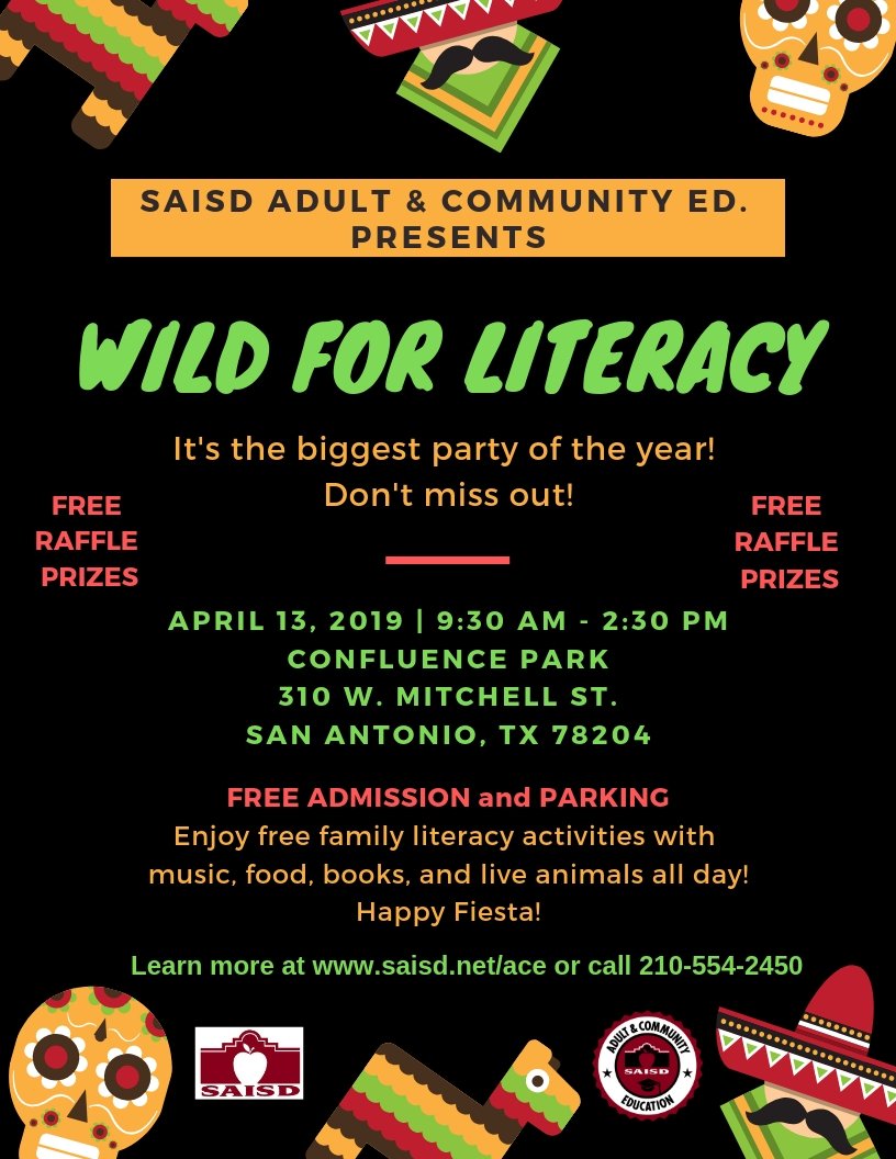 CtrInqLiteracy's tweet photo. We are Wild for Literacy!! Come out on Saturday, April 13th and visit our table! #UTSAliteracy @SAISD @SarahKingSAISD @UTSACOEHD https://t.co/Qb5BEOMWaz