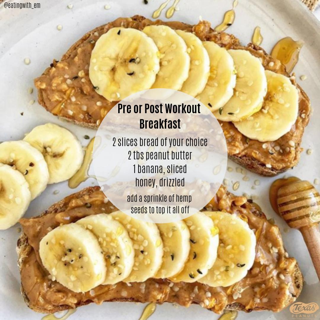 TexasPeanuts's tweet photo. Need some #MondayMotivation? Try this twist on #pbtoast from Eating With Em! By incorporating peanut butter into your pre or post workout meal, you're adding 8 grams of protein and 16 grams of good fats to keep you feeling full and energized. #PBLovers #motivation #texaspeanuts https://t.co/SBQ36TmsoA