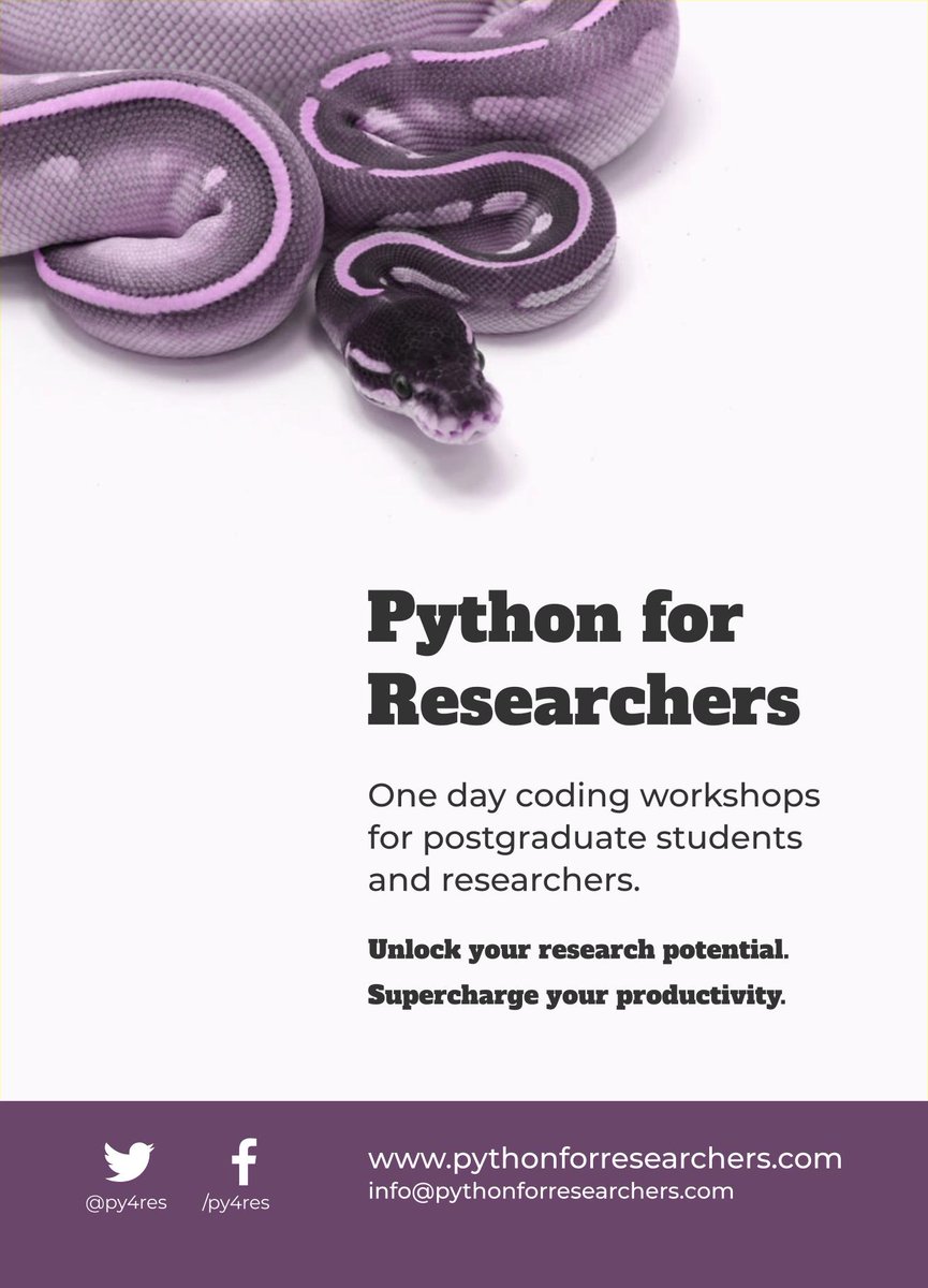 py4res's tweet photo. #Python for #Researchers

Next event: Sat 6 July. #Liverpool. Full day workshop.

🔓 Unlock your research potential.

⚡️ Supercharge your productivity.

🎟️ Register now at https://t.co/2lT9KKsNVk

#matplotlib #pandas #thesis #bigdata #jupyter #phdchat #phdlife #phdforum https://t.co/2P2QtgL3ba