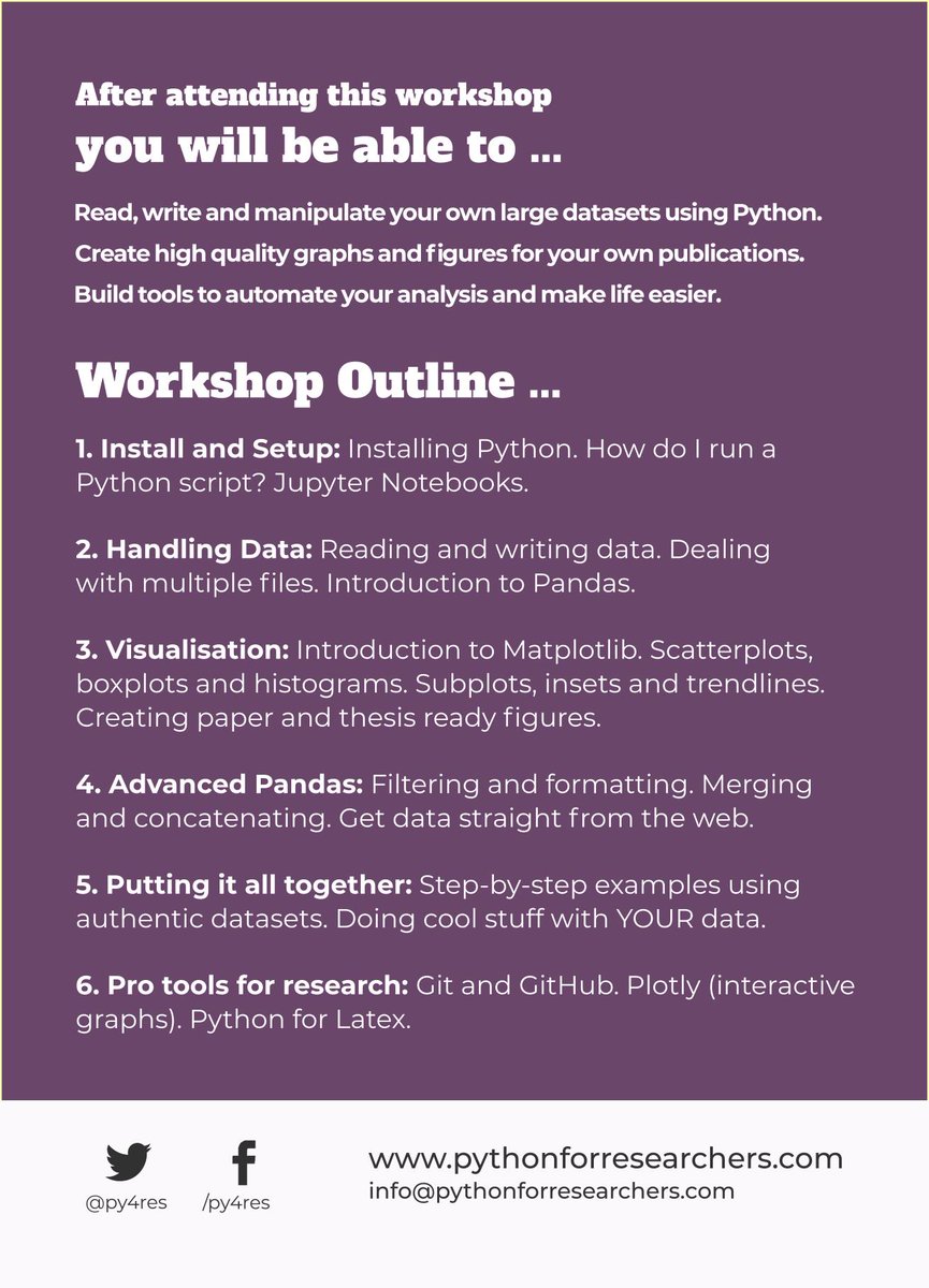 py4res's tweet photo. #Python for #Researchers

Next event: Sat 6 July. #Liverpool. Full day workshop.

🔓 Unlock your research potential.

⚡️ Supercharge your productivity.

🎟️ Register now at https://t.co/2lT9KKsNVk

#matplotlib #pandas #thesis #bigdata #jupyter #phdchat #phdlife #phdforum https://t.co/2P2QtgL3ba