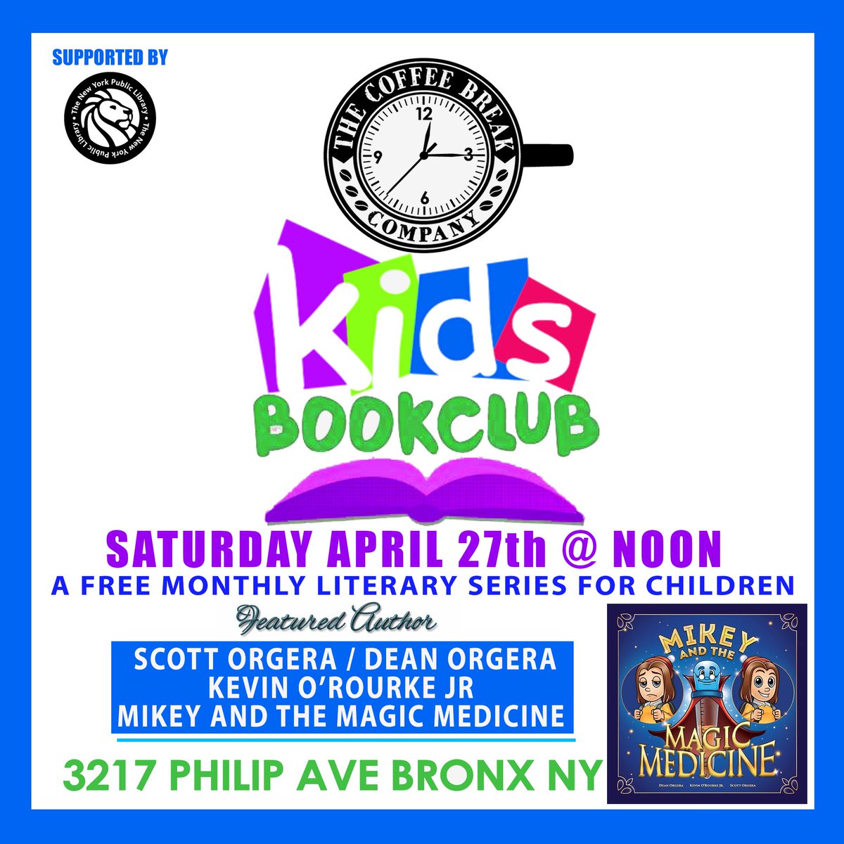 For any of my followers with young kids in or near the Bronx, we’re doing a reading and book signing in Throgs Neck on April 27th as part of a free monthly literary series for children, supported by the ⁦⁦<a href="/nypl/">NY Public Library</a>⁩. DM if interested in learning more, and please retweet!