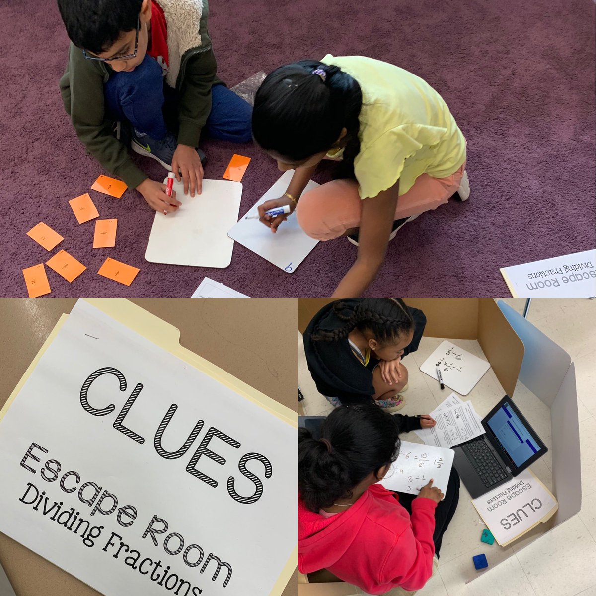 LakeHiGrade5's tweet photo. Dividing Fractions Escape Room! We are loving this alternative assessment ➗ https://t.co/qugBAzSB5T