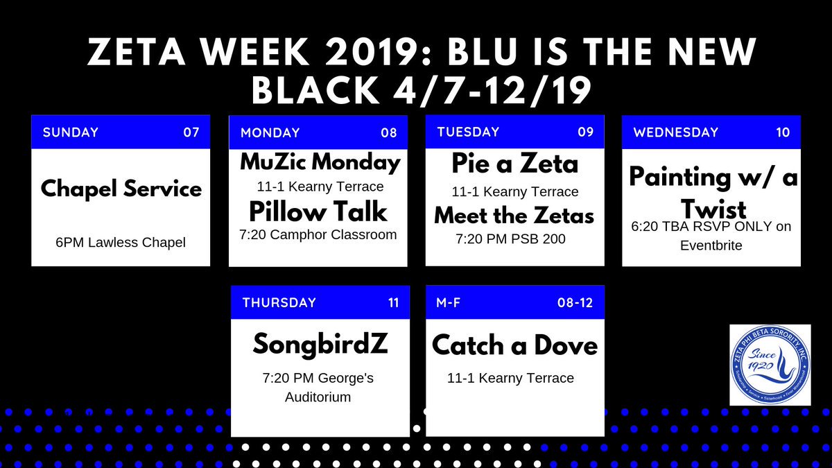 tellemEYEsedit's tweet photo. ZETA WEEK IS HERE.
We have saved the FINEST for last. Please come out and join us for MuZIc on the Terrace from 11-1 today. Stay tuned with what we have for the rest of the week!
#ZetaWeek2019 #BITNB #BLUINTB https://t.co/b9CmFixniN