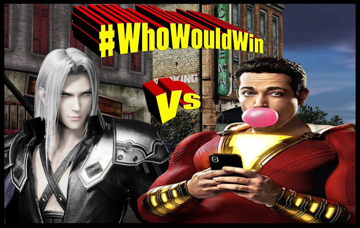 WhoWouldWinShow's tweet photo. And in the next episode of #whowouldwin...It’s #Shazam (repped by @JamesGavsie) vs #Sephiroth (repped by @AlmightyRay) from #FinalFantasy! 

How will #Shazam do against one of gaming’s ultimate villains? W/mod Steffon Thomas, CEO of @CreativeXtreme1 

#ShazamMovie @CedricSutton https://t.co/qG6UoLlfJp
