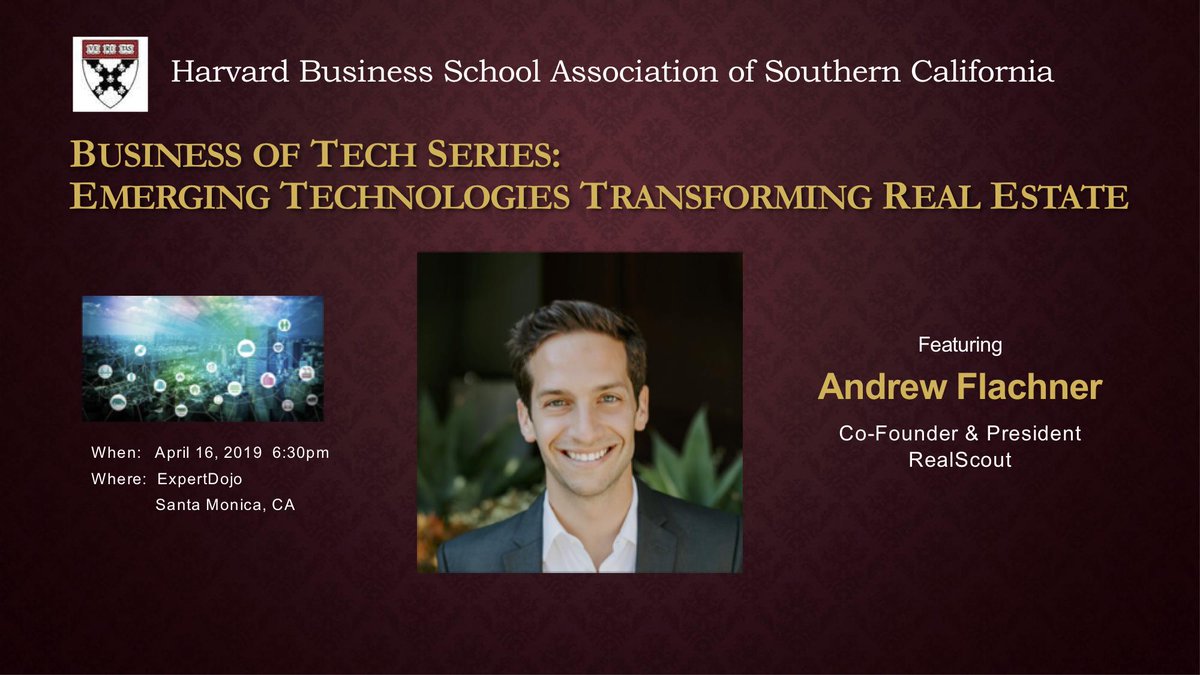 Don't miss hearing President of <a href="/realscout/">RealScout</a> <a href="/aflachner/">Andrew Flachner</a> discuss how his company uses #DataAnalytics, computer vision &amp; #MachineLearning to create a state-of-the-art collaborative #realestate buying experience &amp; revolutionary data-driven tools.  Register @  bit.ly/2uFuE7E