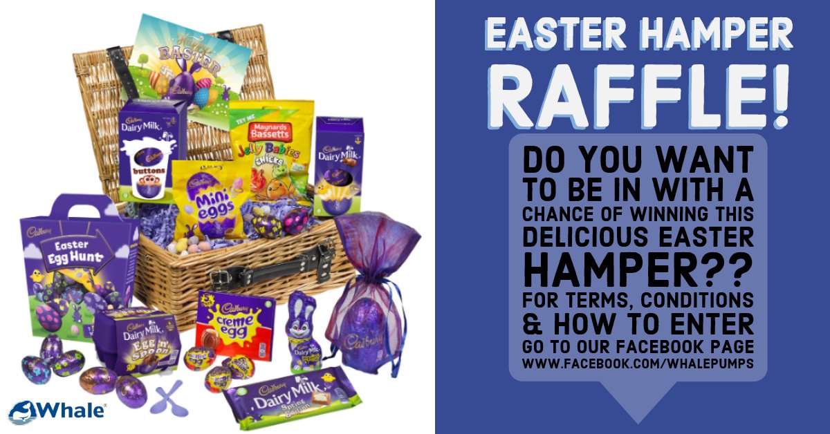 Whale_Pumps's tweet photo. EASTER COMPETITION TIME! 🐣
Win this AMAZING Cadbury’s Hamper just in time for Easter. 
For terms, conditions &amp; how to apply see our Facebook Page https://t.co/HjJjjxwchu GOOD LUCK 🍀 #WinWithWhale https://t.co/dYGjpoe0Zf