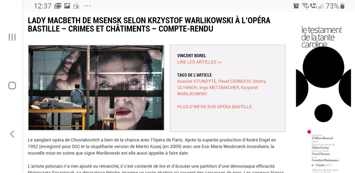 concertclassic's tweet photo. Lady Macbeth de Msensk de #Chostakovitch selon K. #Warlikowski à l'@operadeparis : saisissante vision et triomphe pour Ausrine #Stundyte @AmmanHorak @ingometzmacher @NeumannArtists
Lire le cr : https://t.co/FsxRrNc1CJ https://t.co/fVTGPTmuwh