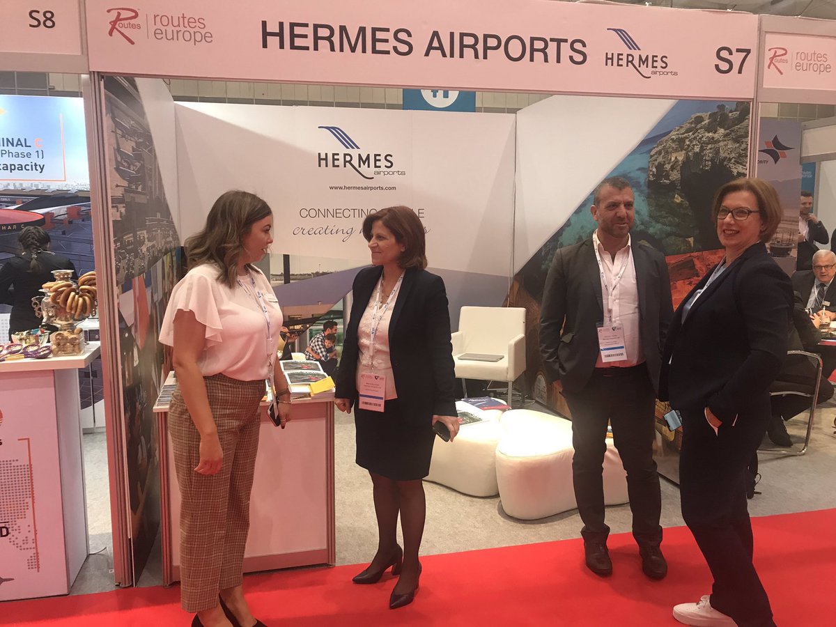 CyprusAeropolis's tweet image. Day 1 of Routes Europe exhibition in #Hanover, finds the Hermes Airports team busily networking and meeting with potential aviation partners, in search of collaborations &amp;amp; best connectivity routes to #Cyprus😊!
#RoutesEurope