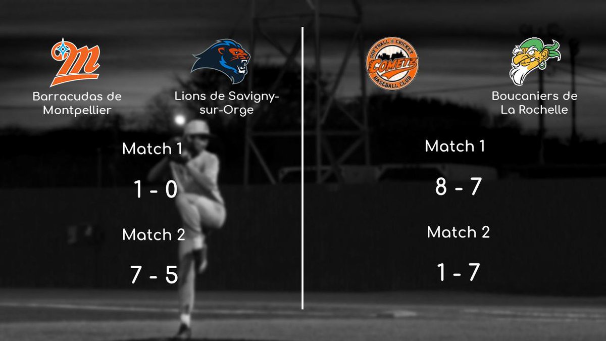 Les scores du weekend des équipes de baseball sous-licence officielle ! ⚾ <a href="/SavignyBaseball/">Lions de Savigny</a> <a href="/MUCBarracudas/">Barracudasmontpellier</a>