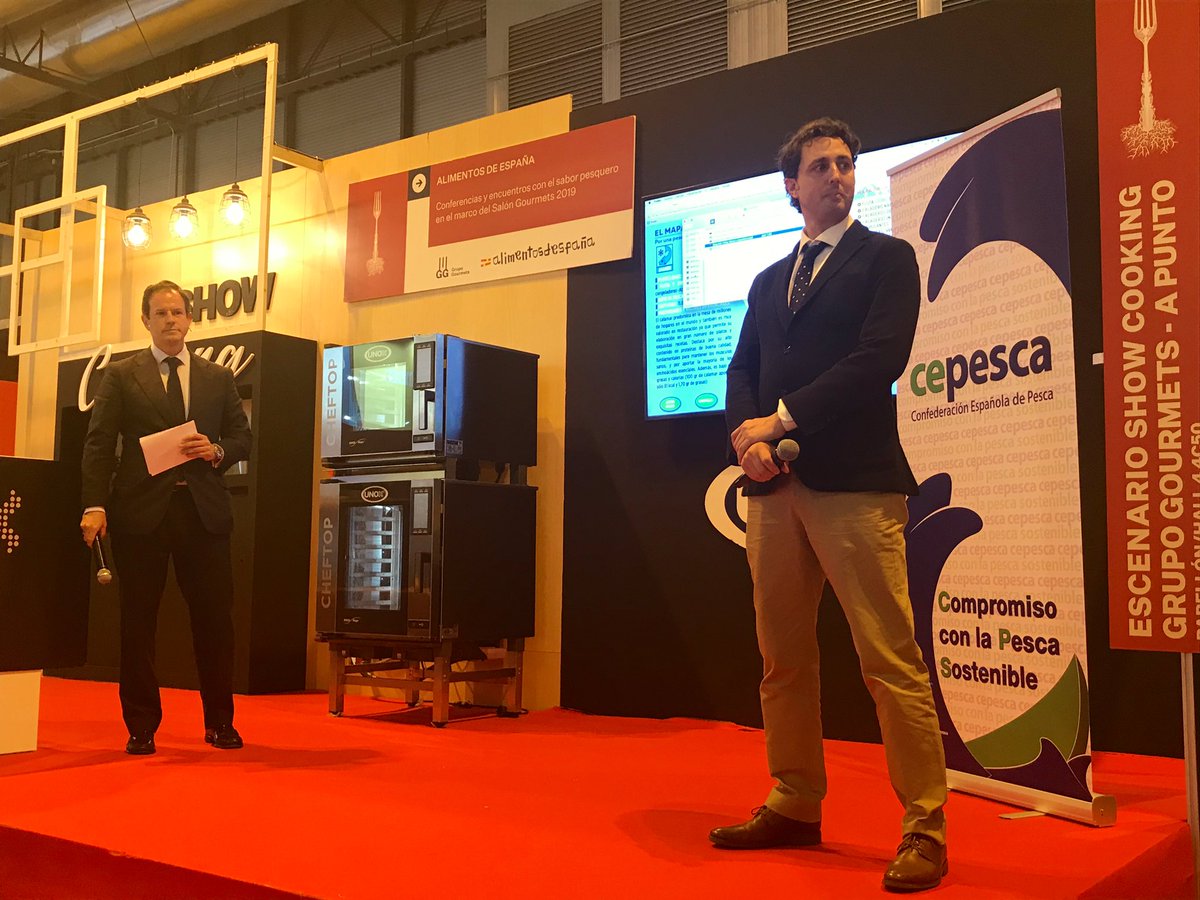 CEPESCA's tweet photo. #MapaSaboresMar La selección de productos pesqueros que muestra Cepesca en #SG19 incluye dos especies de moluscos cefalópodos muy populares, el #calamar y el #pulpo, capturados por #Anamer, integrada en @ArviInnovapesca: Ruy Andrade nos explica su actividad https://t.co/iEb9tIjn4D