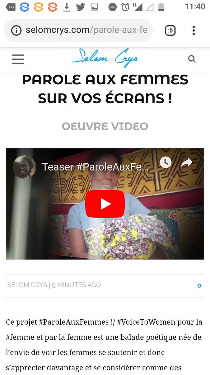 SelomChris's tweet photo. NEW POST : #ParoleAuxFemmes sur vos écrans! C'est ici 👇💖✊ #vivezvosreves #sexprimer #serealiser #femme #soeurs #muchlove #love #film #beyourself https://t.co/BtGQlVmmME