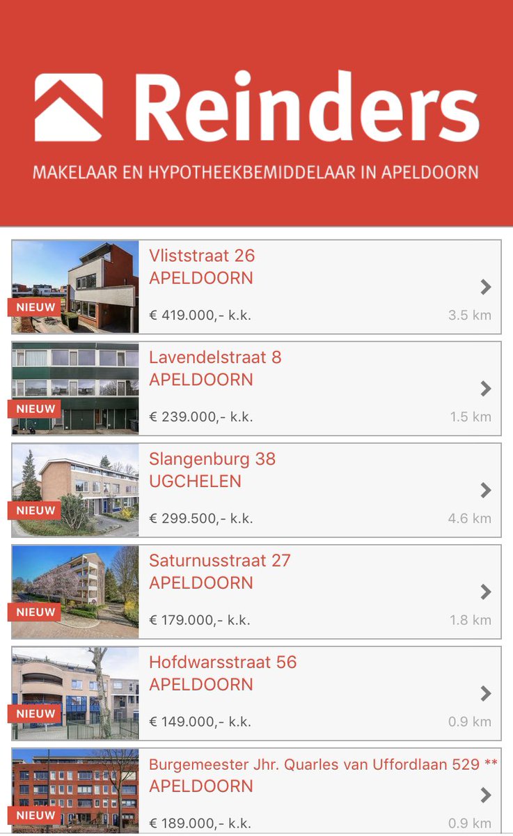 Jeroen_Reinders's tweet photo. Nieuwste woning en appartementen aanbod via dé app #vanreinders ‘wekelijkse update’ als #apeldoornsemakelaar sinds 1965 #makelaarinapeldoorn 055-5555555 https://t.co/6Kkpwcxq7u