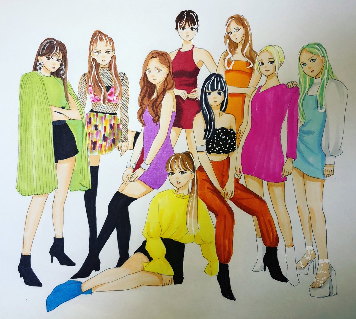 Twiceイラスト イラスト Illustration Fancy Twice Kpop Onceと繋がりたい ジョンヨン Jeongyeon サナ Sana ミナ Mina ジヒョ Jihyo ナヨン Nayeon ツウィ Tzuyu モモ Momo チェヨン Chaeyoung ダヒョン Dahyun Twicefanart