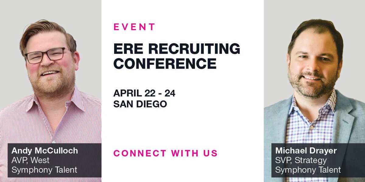 SymphonyTalent_'s tweet photo. We’re heading to ERE Recruiting Conference April 22nd - 24th in San Diego - will we see you there? Connect with our team: https://t.co/nc4CNsSZhe #STRoadTo #ERERC @ERE_net https://t.co/cVHXBp8Ymu