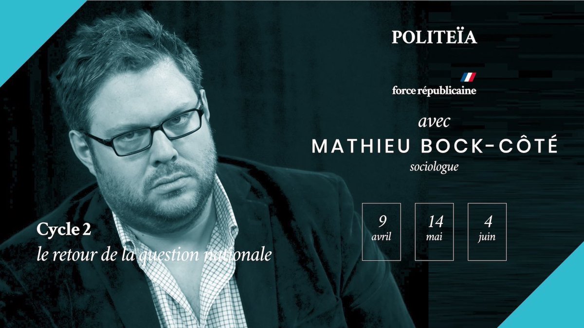 JForceRep72's tweet image. 📆 RDV demain soir, pour le nouveau cycle @FR_Politeia, la formation pour les jeunes de @ForceRep_fr @BrunoRetailleau, pour une session sur le retour de la question nationale avec @mbockcote sociologue, essayiste et chroniqueur québécois.

⏩ force-republicaine.fr/politeia/

#Refondation