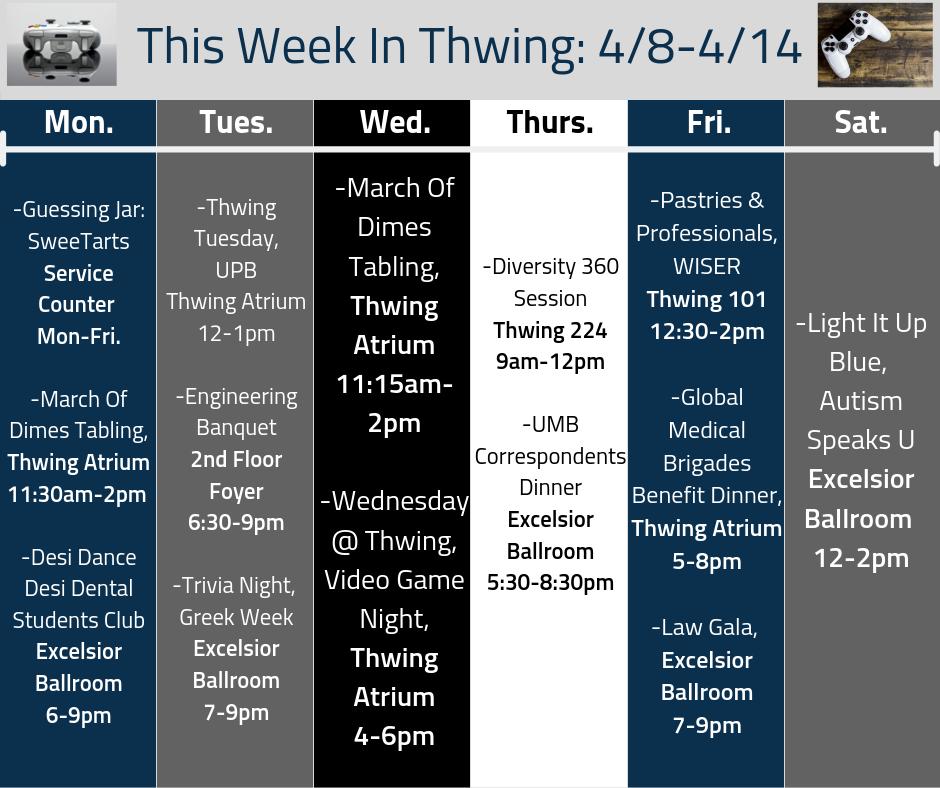 This Week In #Thwing we are celebrating Greek Week, Autism Awareness Month, dental students, engineers, Media Board Members, and Law Students, To Name A Few With Our Incredible #CWRU Student Groups!  Stop by on Wednesday for video games. Plus win some SweeTarts with guessing jar!