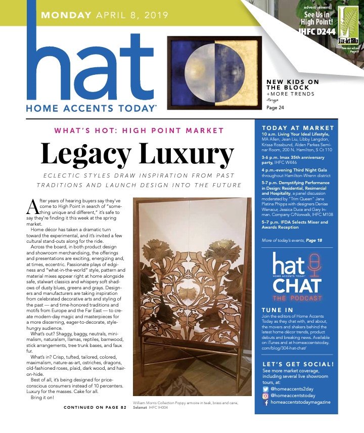 HomeAccents2day's tweet photo. What's HOT in High Point? Pick up today's #hpmkt issue to see what our editors found... plus parties, #daringdesign + much more! #hpmkt2019 #highpointmarket https://t.co/qPQeE6bO3K