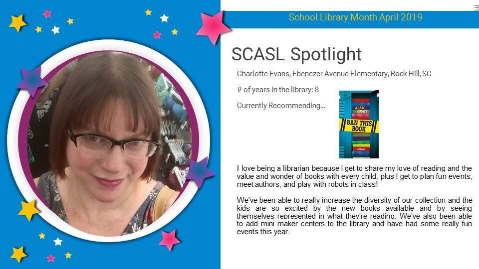 Shout out to <a href="/RockHillSchools/">Rock Hill Schools</a> and <a href="/EbenezerAvenue/">Ebenezer Avenue Elementary School</a> school librarian, Mrs. Evans