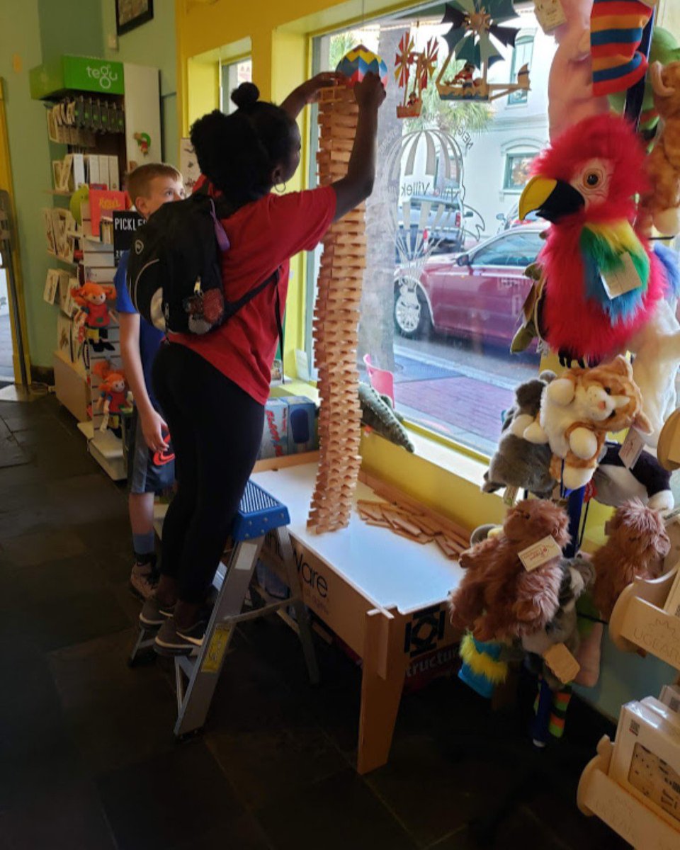 AmeliaIslandToy's tweet photo. When we tell you that you're welcome to play with our toys, we mean it! We even pulled out a ladder so this determined customer could finish her #keva tower. 

#timetoplay #ameliaisland #fernandinabeach #besttoystoreever #astramighty #kevaplanks https://t.co/vSLbnnpXCg