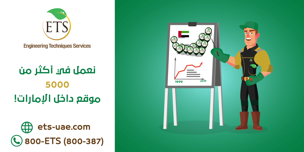 etsuae's tweet image. تنتشر فرق العمل لدينا في كثير من المواقع داخل مدينة الإمارات، ونعتبر من أوائل الشركات العاملة في مجال مكافحة الآفات داخل الأمارات بفضل الخبرة الكبيرة لدى أفرادنا والتقنيات الحديثة التي نستخدمها.
للتواصل مع خبرائنا الرجاء الاتصال على الرقم التالي:
(800-387)
ets-uae.com/freecheck/flies