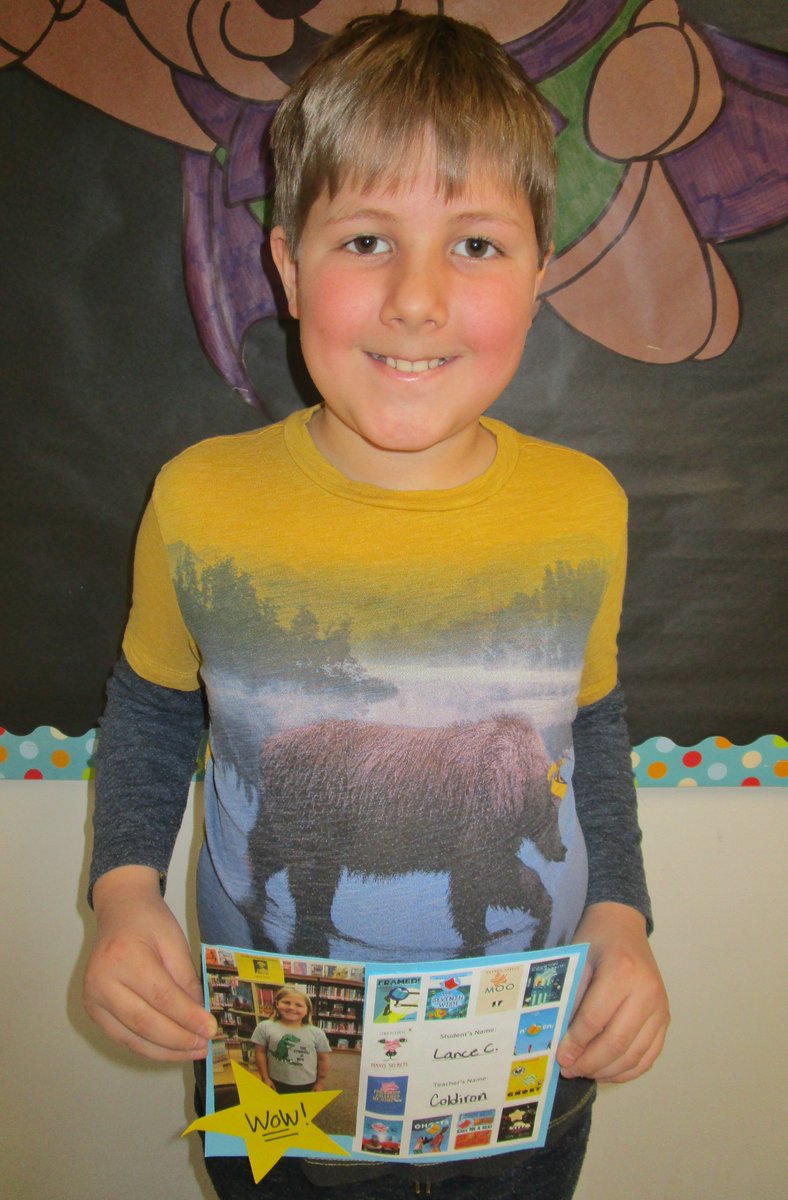 HeritageBears's tweet photo. Congratulations to Grey Calvin (5th--Mrs. Coldiron) on earning Mark Twain Master status for the 2018-19 school year! Grey is the son of Luke and Jennifer Calvin. Way to go, Grey! #leaveyourmark #heritagebearsread #wsd4allkids #wsdlearns #marktwainmaster https://t.co/Dpik9t7vTu