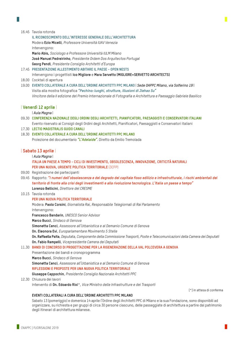cnappc's tweet photo. Gli architetti italiani partecipano per la primo volta al #Fuorisalone2019. Guarda il programma degli eventi che si svolgeranno dall'11 al 13 aprile.#abitareilpaese #opennests #connections #nets #connessioni #reti #cnappcfuorisalone2019 @MiglioreServett https://t.co/2wCX0ofTpm https://t.co/tVVubfMzUb