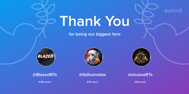 OfficialYagi's tweet photo. Our biggest fans this week: @BlazedRTs, @ItsKomodas, @elusiveRTs. Thank you! via https://t.co/MIeVvusdbS https://t.co/sHA0El45Iq