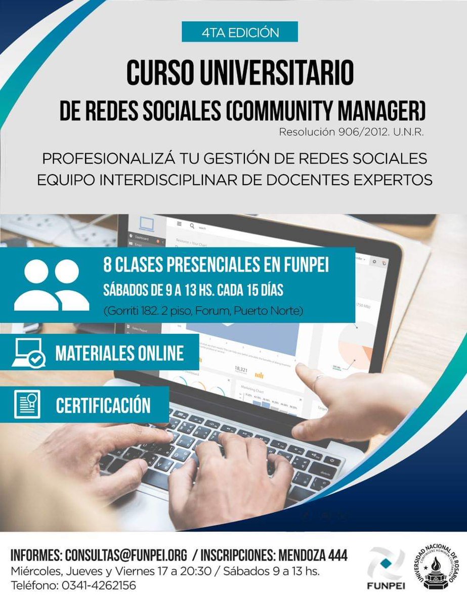 📣 Este sábado arrancamos la 4ta edición del Curso Universitario Gestor de #RedesSociales en <a href="/FunpeiEdu/">Funpei</a> últimos días de inscripción!!  Desarrollá una estrategia integral en redes de manera profesional para tu empresa, marca o emprendimiento. Te esperamos!