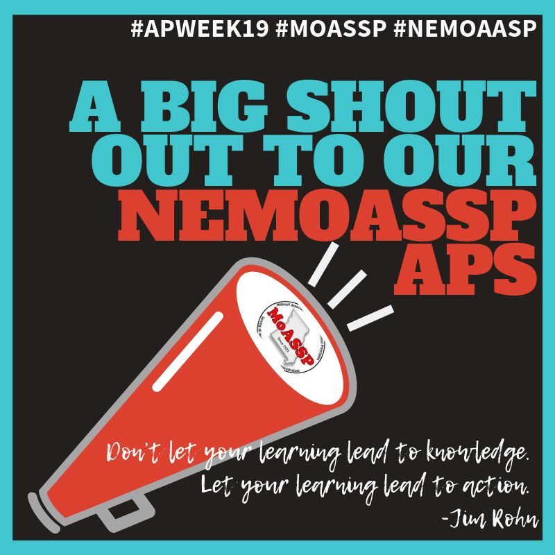 Happy AP weeks to all our Northeast Missouri Association Of Secondary School Principals!  Your work is so critical to the big picture!  Thanks for all you do!  #APWeek19 #NASSP #MoASSP #NEMoASSP