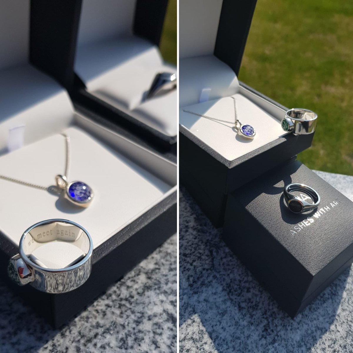 CromerCrem's tweet photo. Just some of the elegant &amp; bespoke jewellery available at the crematorium. Not only can you order a piece with your loved ones ashes set within the glass, you can also have a message engraved upon it at no additional fee. #asheswithart #jewellery #norfolk #memorials #crematorium https://t.co/kDaadsDYb7